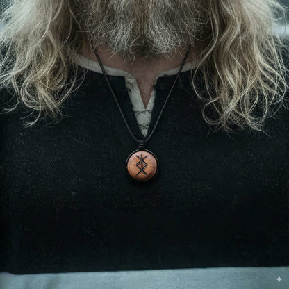 Protection Rune Necklace | Handmade Wooden Viking Pendant