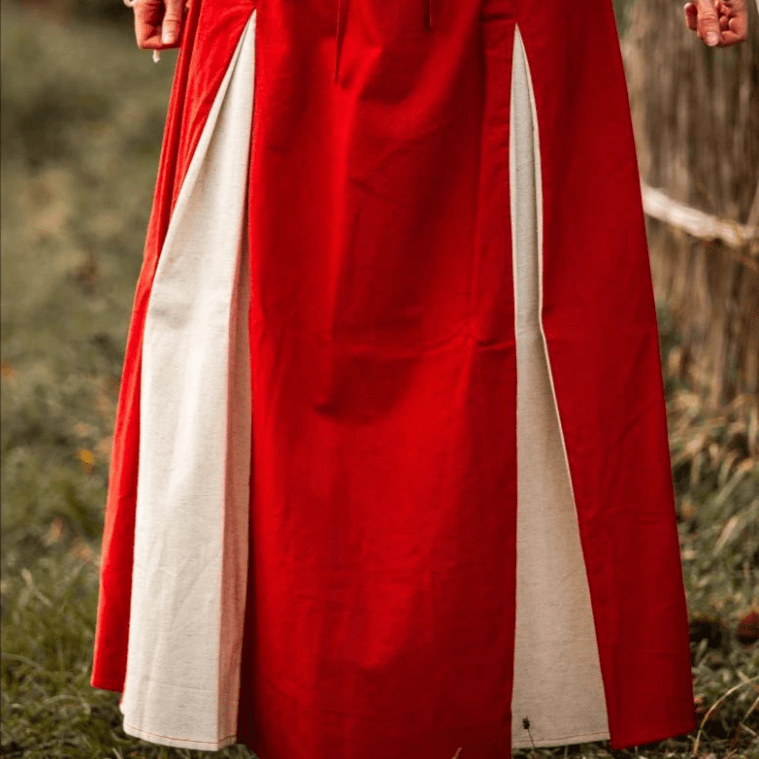 Red & Natural Viking Skirt | Lace-Up Front-3-Viking Warrior