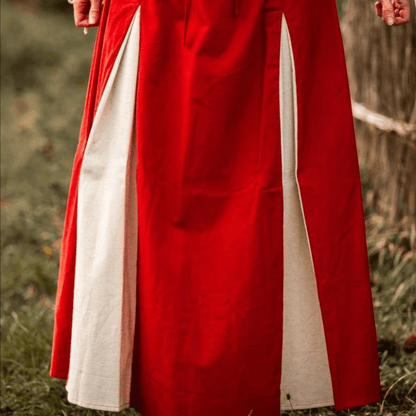 Red & Natural Viking Skirt | Lace-Up Front-3-Viking Warrior