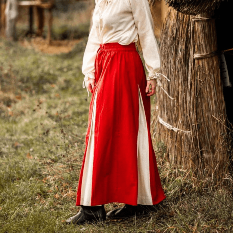 Red & Natural Viking Skirt | Lace-Up Front-4-Viking Warrior