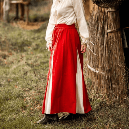 Red & Natural Viking Skirt | Lace-Up Front-4-Viking Warrior