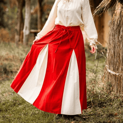 Red & Natural Viking Skirt | Lace-Up Front-6-Viking Warrior