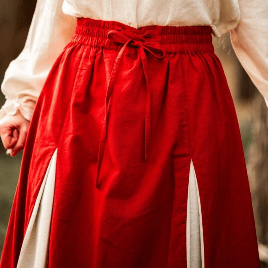 Red & Natural Viking Skirt | Lace-Up Front-7-Viking Warrior