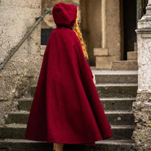 Red Unisex  Wool Viking Cloak | Wolf Clasp