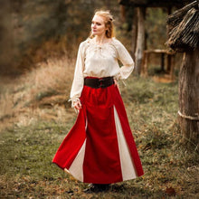 Red & Natural Viking Skirt | Lace-Up Front-1-Viking Warrior
