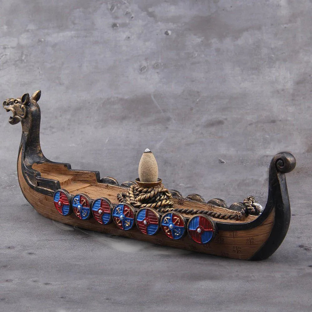 Replica Drakkar Viking Warship Incense Burner Stand Norse Decor-4-Viking Warrior