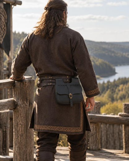 Black Viking Belt Bag | Handmade Leather