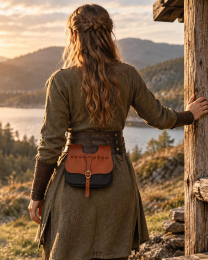 Brown & Black Viking Belt Bag | Handmade Leather