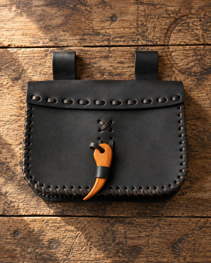Black Viking Belt Bag | Handmade Leather