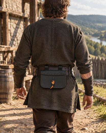 Black Viking Belt Bag | Handmade Leather