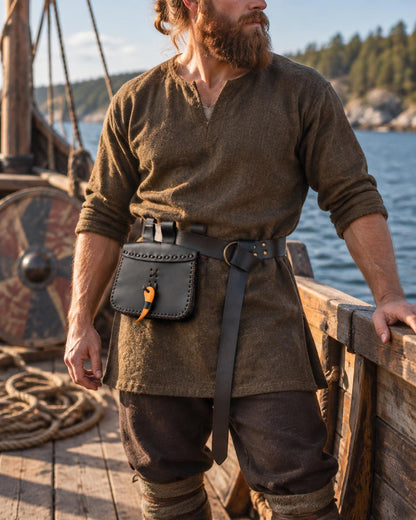 Black Viking Belt Bag | Handmade Leather