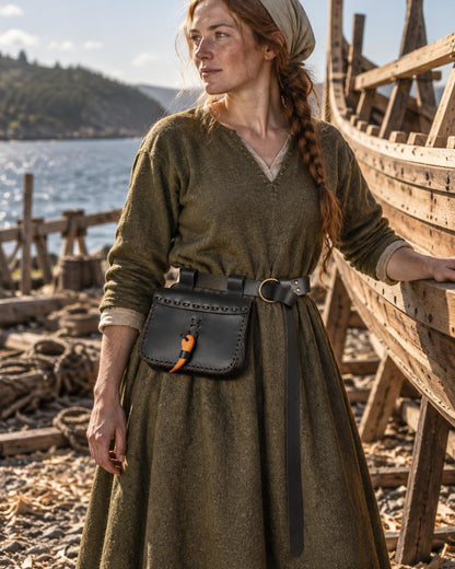 Black Viking Belt Bag | Handmade Leather