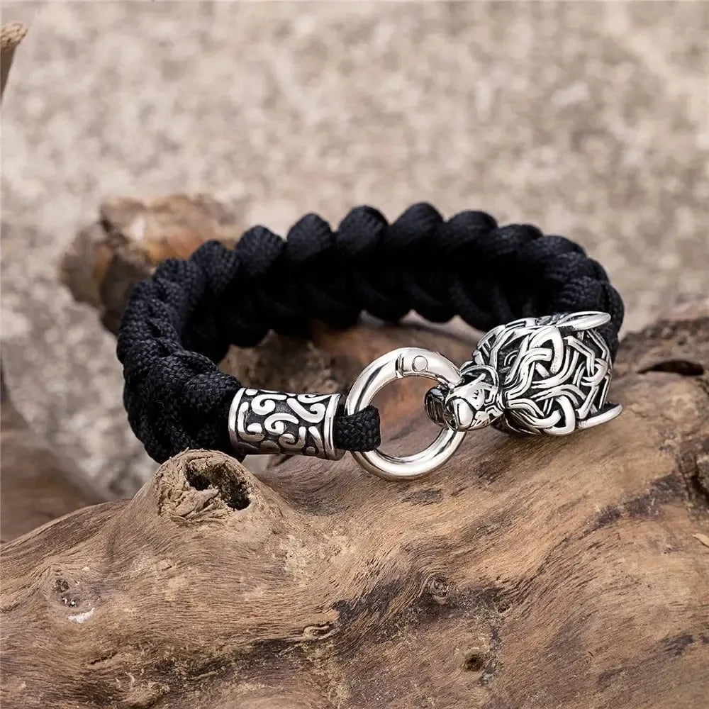 Viking Wolf Bracelet with Paracord Rope | Multiple Colors-11-Viking Warrior
