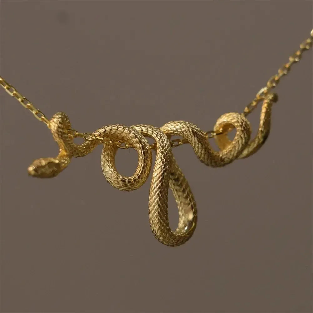Viking Snake Necklace with Coiled Serpent Jormungandr-2-Viking Warrior