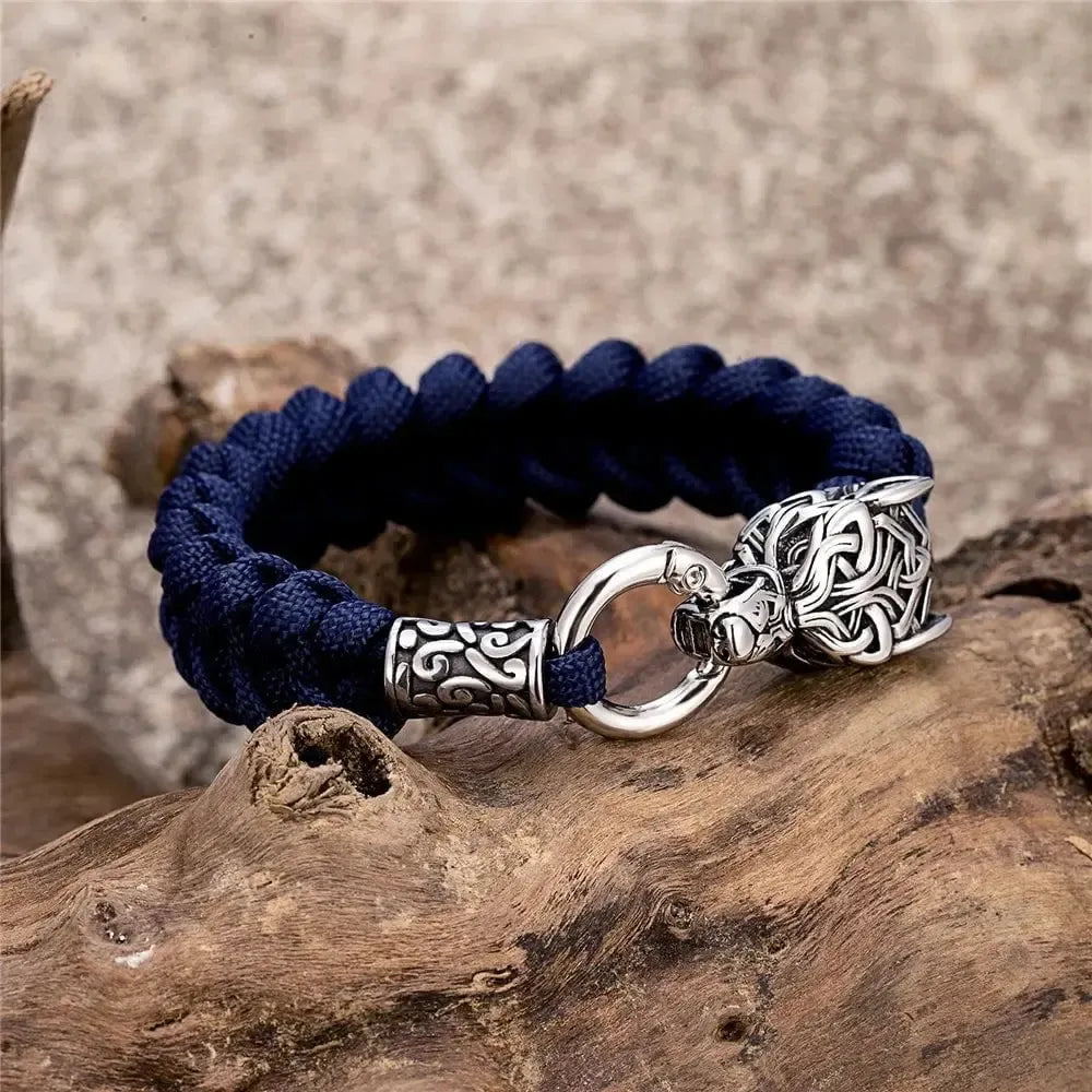 Viking Wolf Bracelet with Paracord Rope | Multiple Colors-3-Viking Warrior