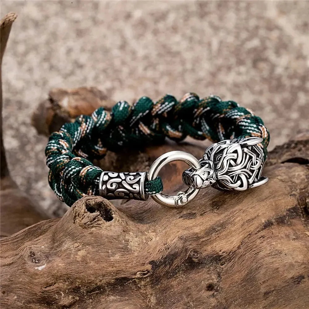 Viking Wolf Bracelet with Paracord Rope | Multiple Colors-12-Viking Warrior
