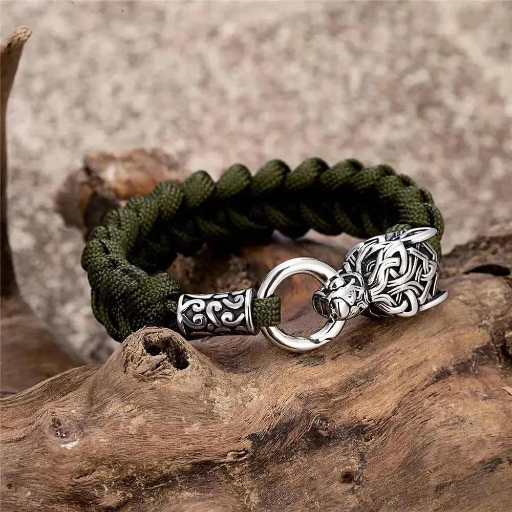 Viking Wolf Bracelet with Paracord Rope | Multiple Colors-14-Viking Warrior