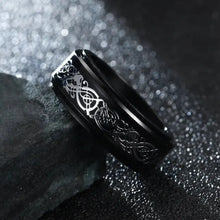 Viking Dragon Ring with Inlay Metal and Dragon Runes-2-Viking Warrior