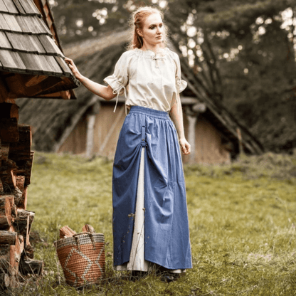 Short Sleeve Viking Blouse | Lace-Up Neckline-2-Viking Warrior