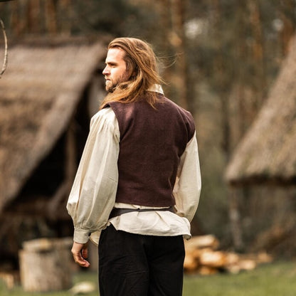 Brown Handwoven Cotton Viking Vest