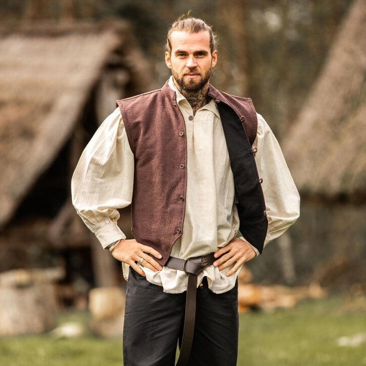 Brown Handwoven Cotton Viking Vest