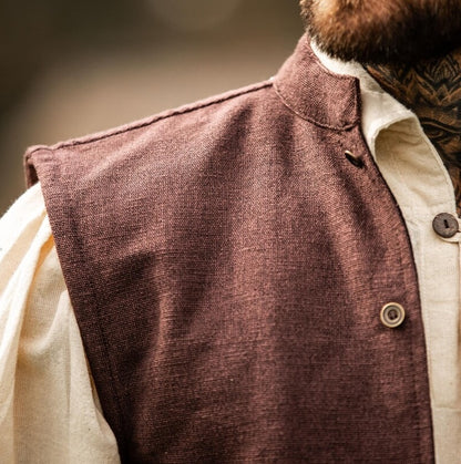 Brown Handwoven Cotton Viking Vest