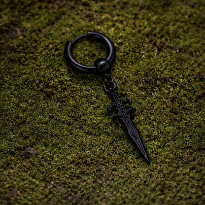 Stainless Steel Dagger Hoop Earring-3