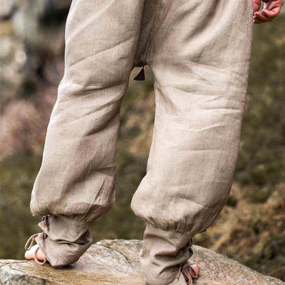 Stone Color Linen Viking Pants-2-Viking Warrior