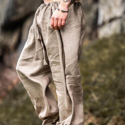 Stone Color Linen Viking Pants-3-Viking Warrior