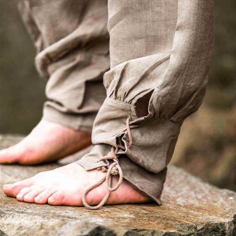 Stone Color Linen Viking Pants-4-Viking Warrior
