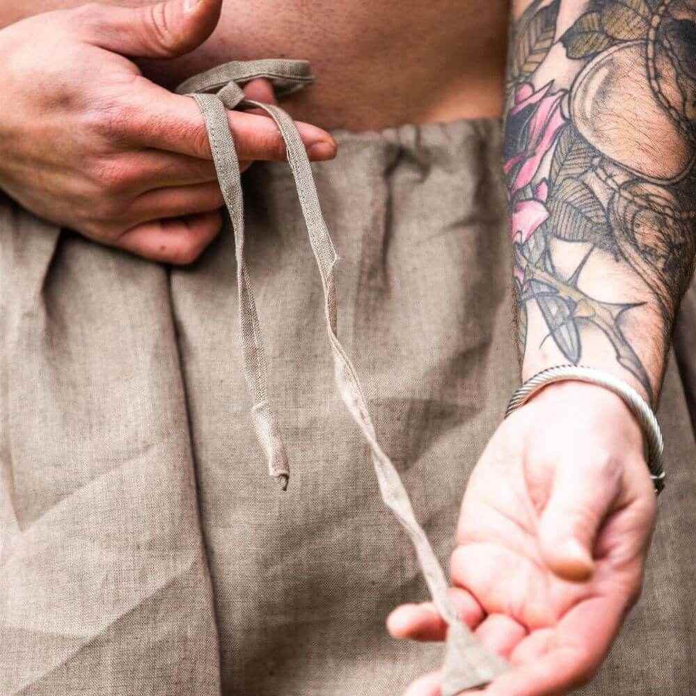 Stone Color Linen Viking Pants-5-Viking Warrior