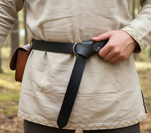 Thick Black Leather Viking Belt | Ring Loop & Knotted Style