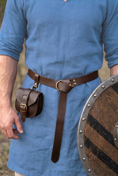 Twin Leather Viking Weapons Belt | 2-1 Brown Detachable Design