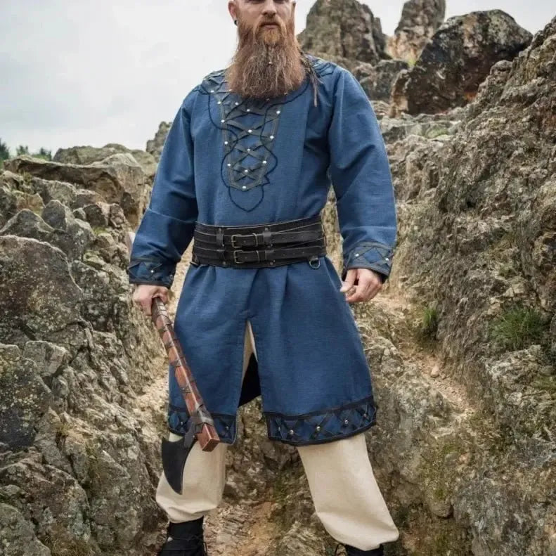 Black Viking Belt - Thick Leather Double Weapons Belt