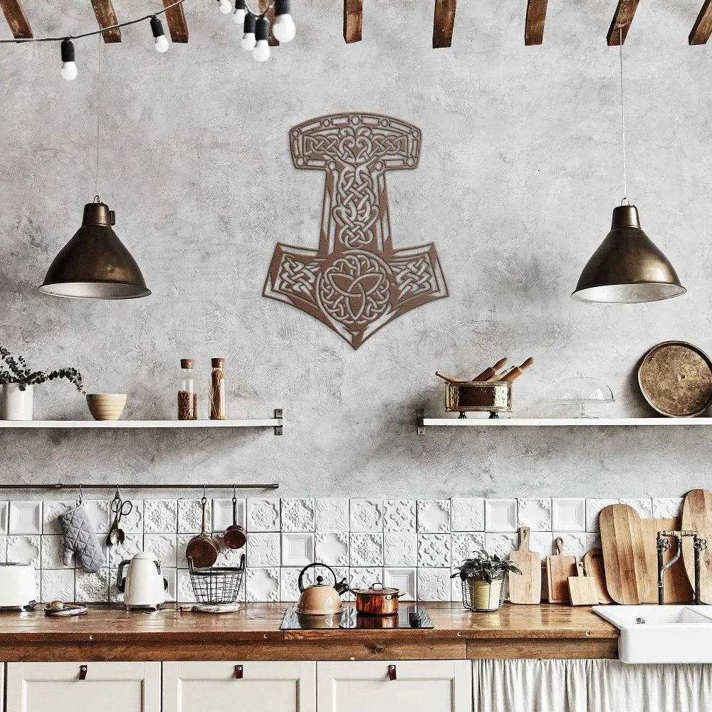Thor's Hammer Mjolnir Metal Wall Sign-3-Viking Warrior
