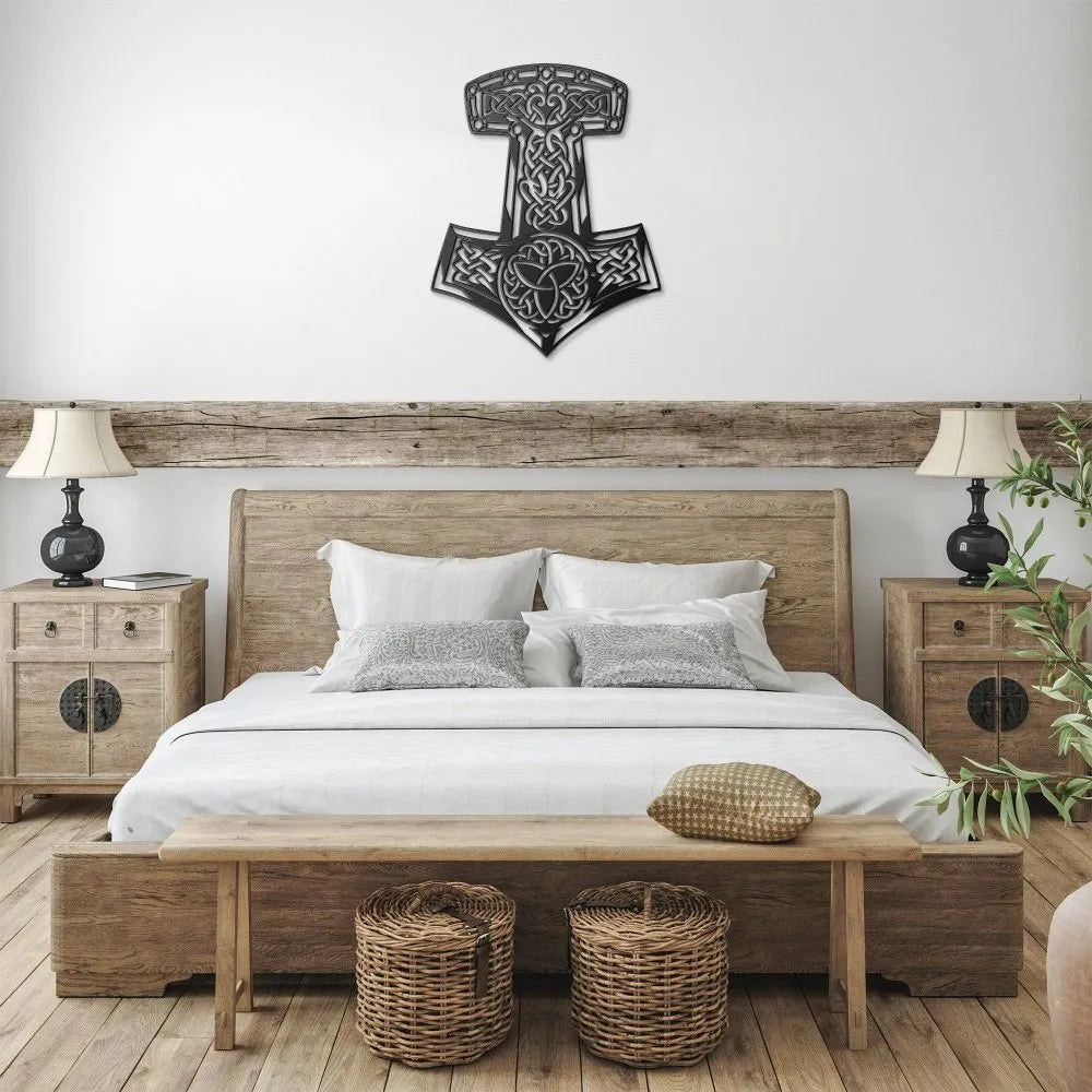 Thor's Hammer Mjolnir Metal Wall Sign-2-Viking Warrior