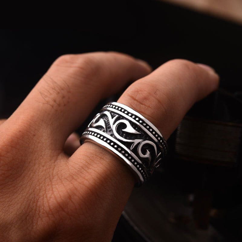 Titanium Steel Wide Nordic Viking Ring-5