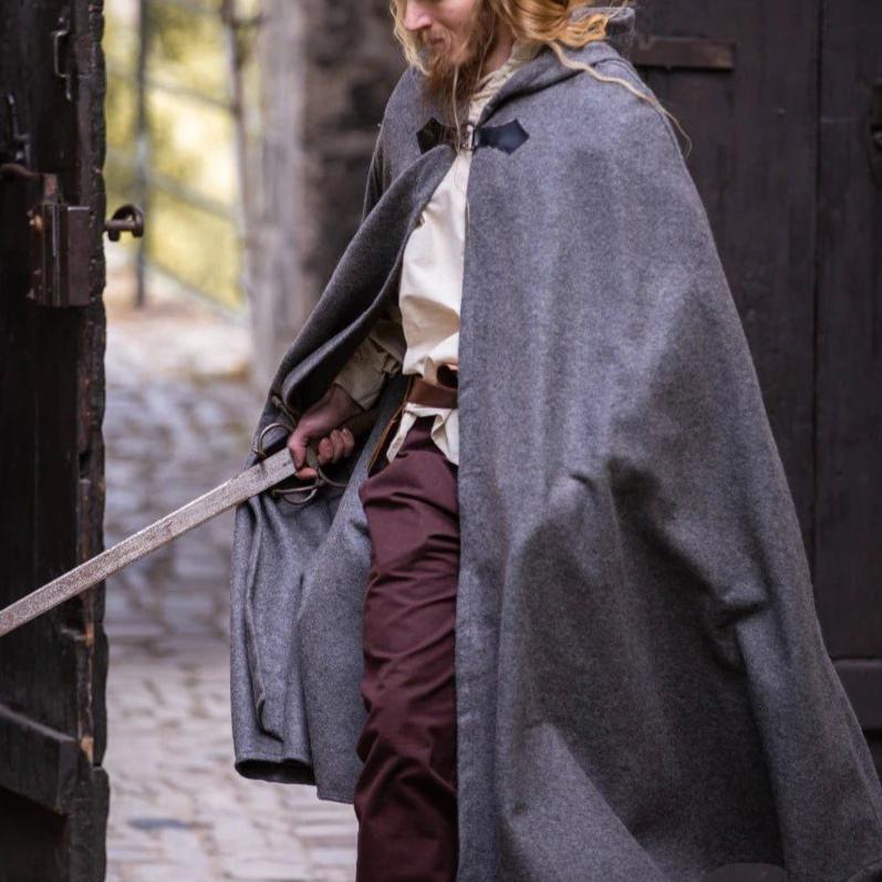 Unisex Wool Viking Cloak | Wolf Clasp-3-Viking Warrior