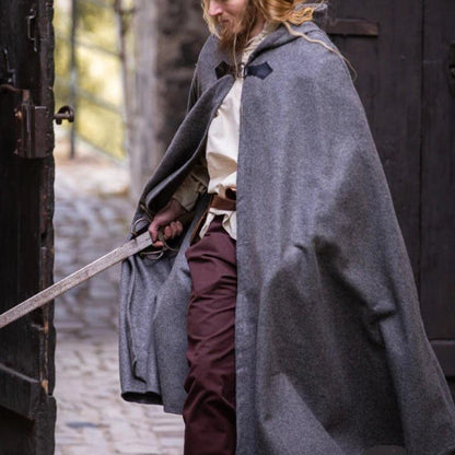 Unisex Wool Viking Cloak | Wolf Clasp-3-Viking Warrior