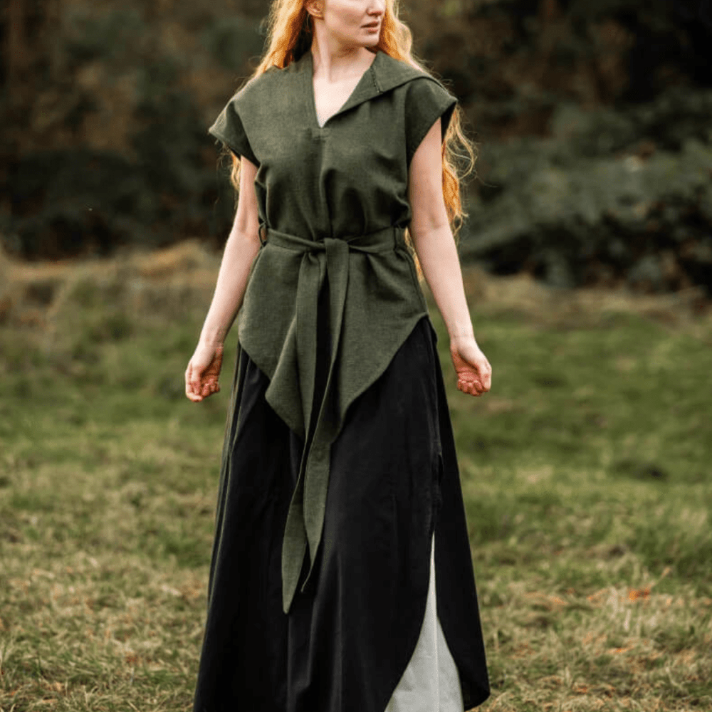Hooded Green Viking Tunic for Women | Belt Included-8-Viking Warrior