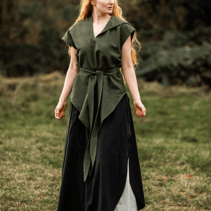 Hooded Green Viking Tunic for Women | Belt Included-8-Viking Warrior