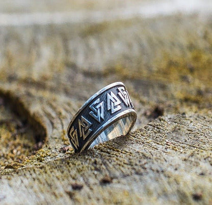Valknut Symbol Ring Sterling Silver Viking Jewelry-3