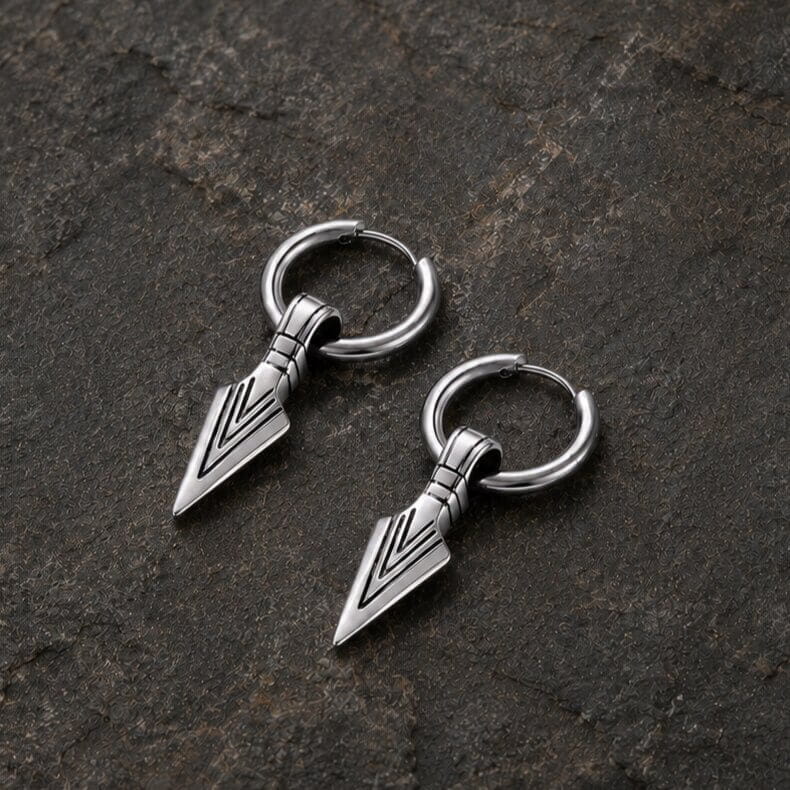 Viking Arrowhead Hoop Earrings | Nordic Geometric Design