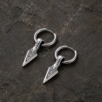 Viking Arrowhead Hoop Earrings | Nordic Geometric Design