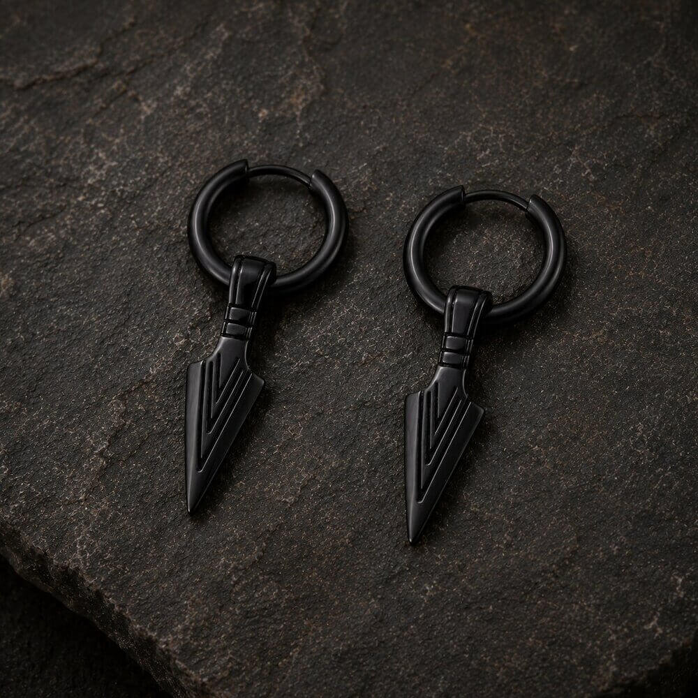 Viking Arrowhead Hoop Earrings | Nordic Geometric Design