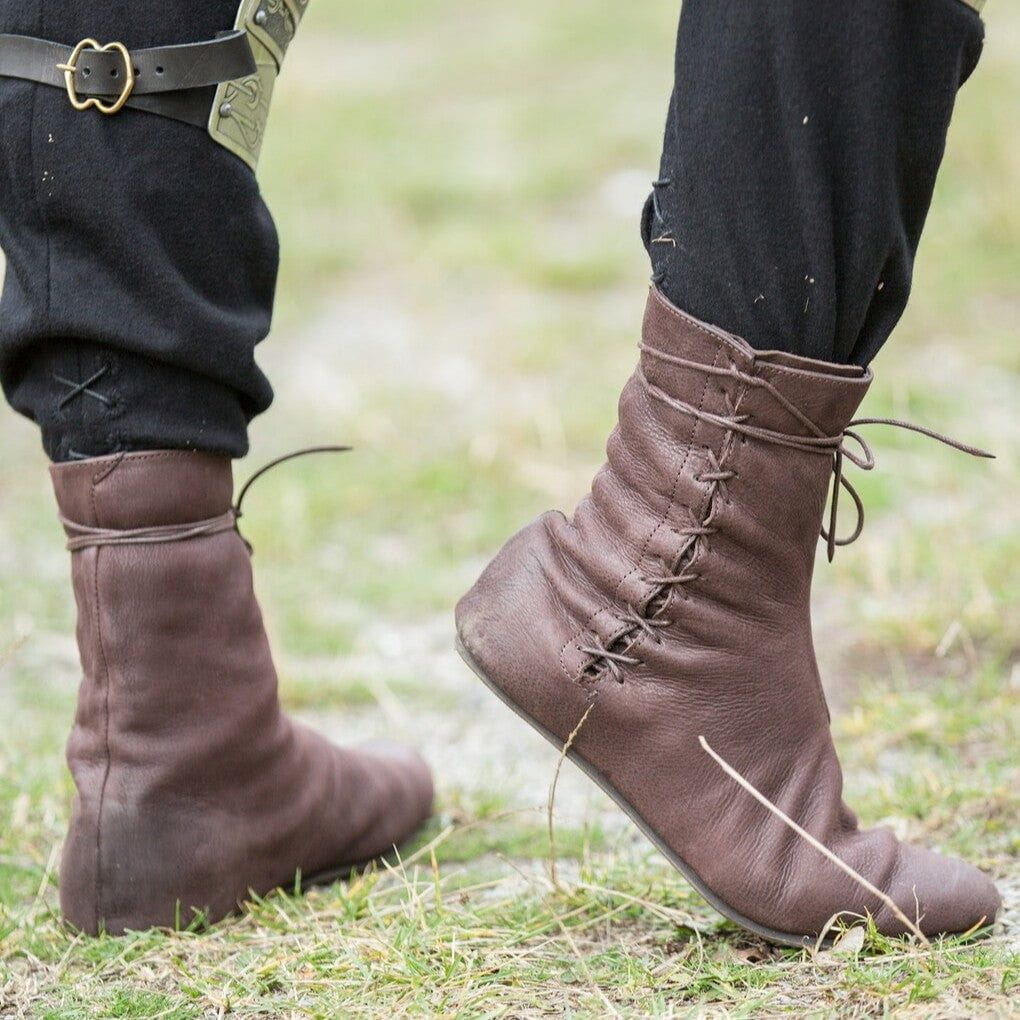 Viking Boots - Brown Low Cut Lace-Tied | Faux Leather.-2-Viking Warrior