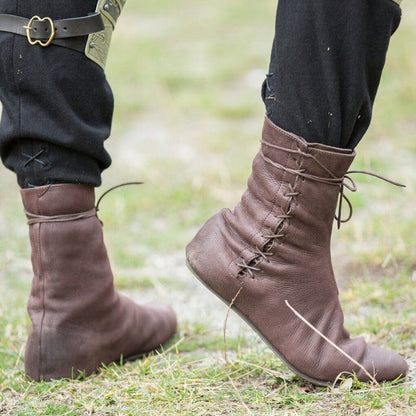 Viking Boots - Brown Low Cut Lace-Tied | Faux Leather.-2-Viking Warrior