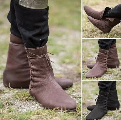 Viking Boots - Brown Low Cut Lace-Tied | Faux Leather.-3-Viking Warrior