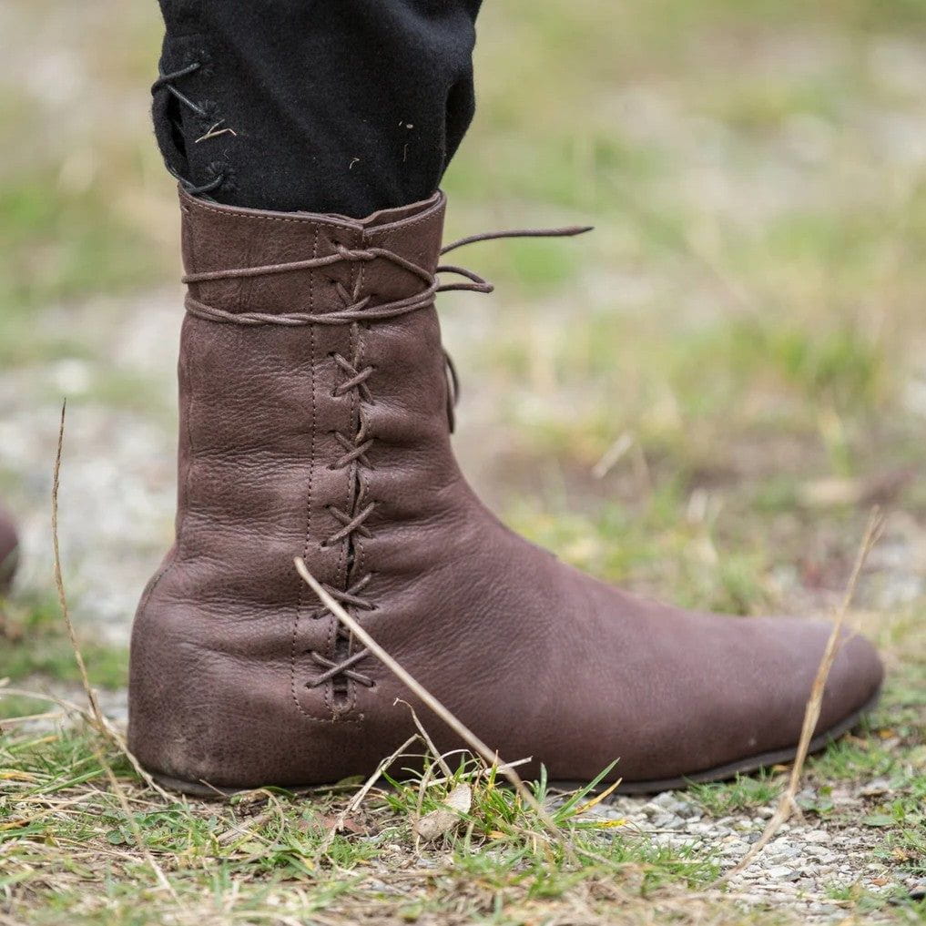 Viking Boots - Brown Low Cut Lace-Tied | Faux Leather.-4-Viking Warrior