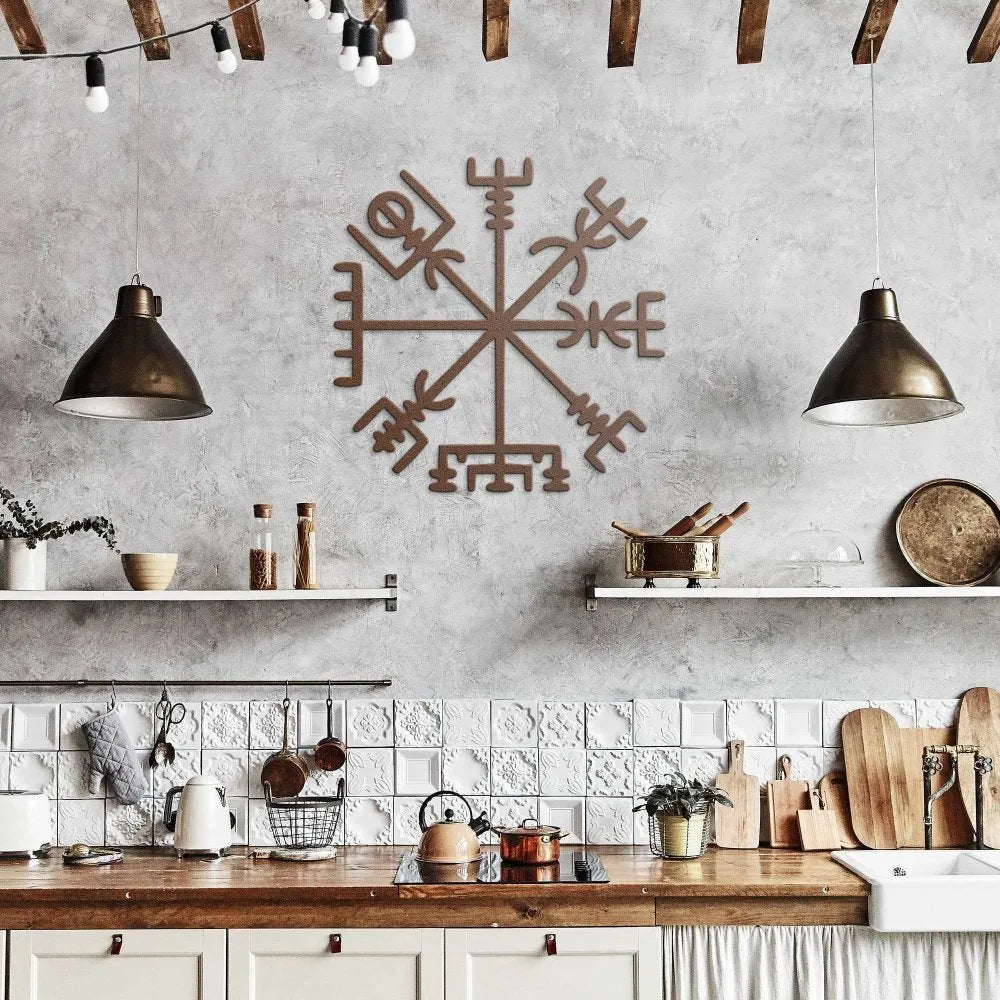 Viking Compass Vegvisir Metal Wall Sign-3-Viking Warrior